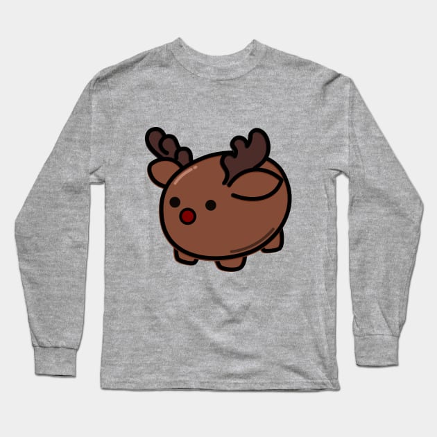 Cute Reindeer Long Sleeve T-Shirt by happyfruitsart